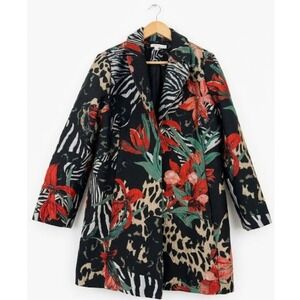 Chico's Love Chico's Floral Animal Print Brocade Topper Coat Jacket Sz 2.5 L XL